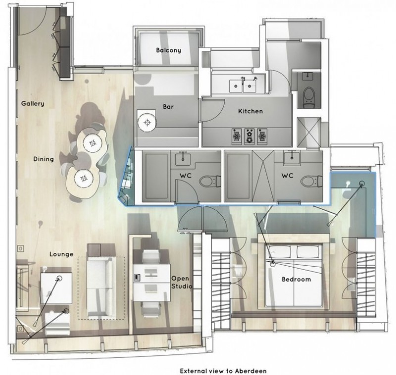 Минимализм в Гонконге, площадь 112 кв.м.