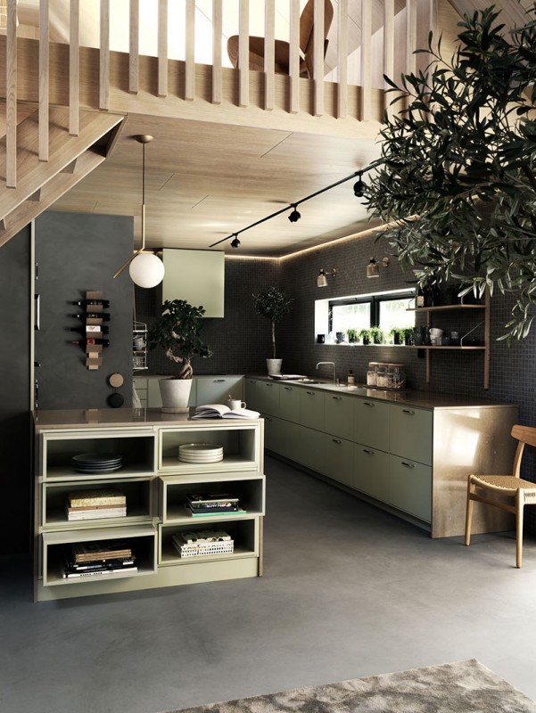 Стильный интерьер деревянного коттеджа в темных тонах в Швеции