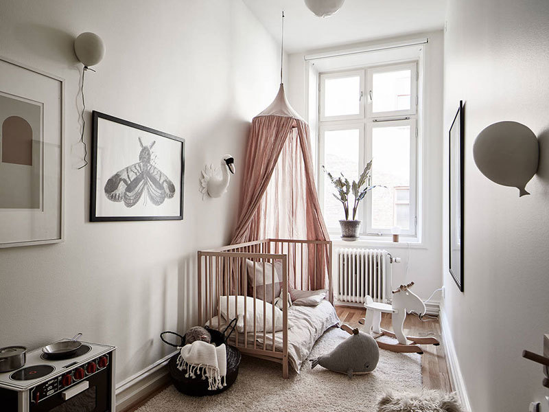 Красивый цвет стен в интерьере квартиры в Гетеборге (84 кв. м)