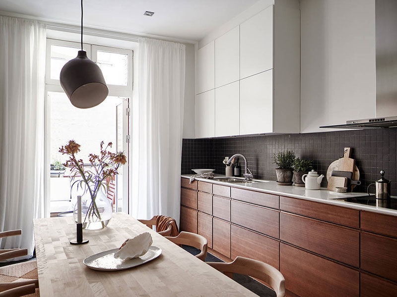 Красивый цвет стен в интерьере квартиры в Гетеборге (84 кв. м)