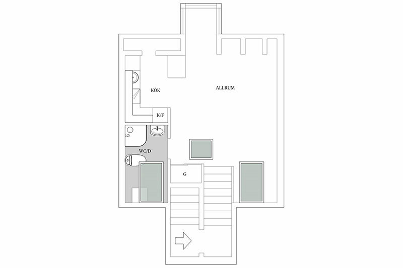 Стильная мансардная квартира-студия в Гетеборге (35 кв. м)