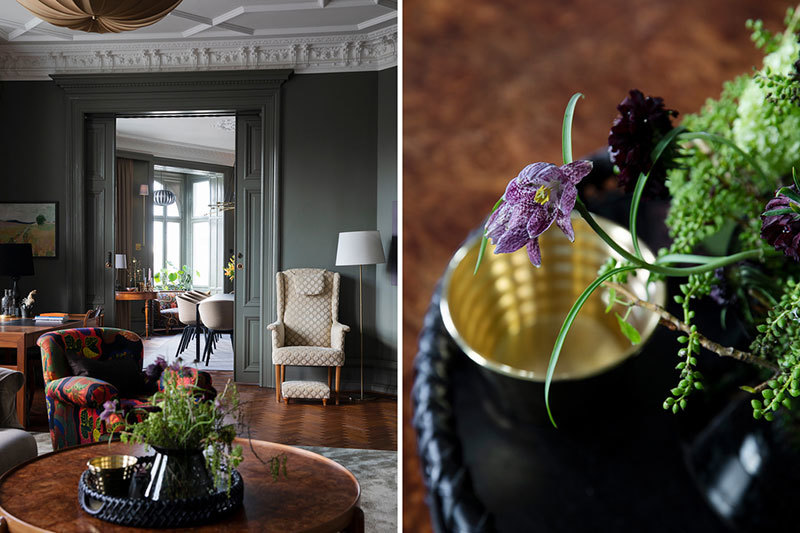 Великолепный традиционный скандинавский интерьер в темных тонах