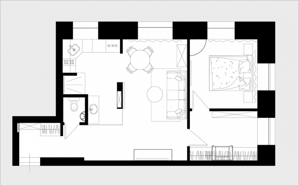 Дизайн-проект московской квартиры в доходном доме 45 м2