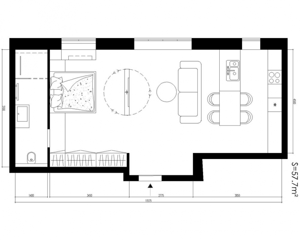 Дизайн-проект Tro-lo-loft 58м2 от Антона Гришина