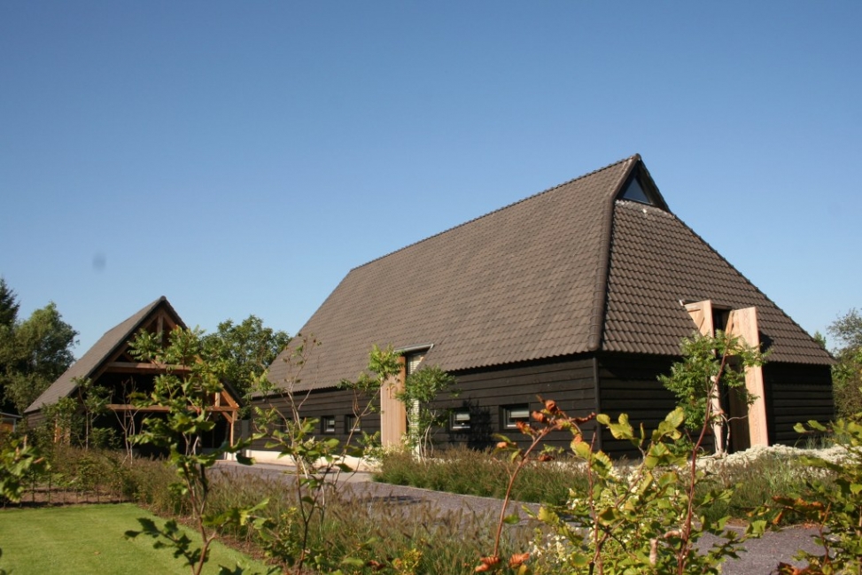 Сельский дом, построенный по каркасной технологии, с сараем и подворьем