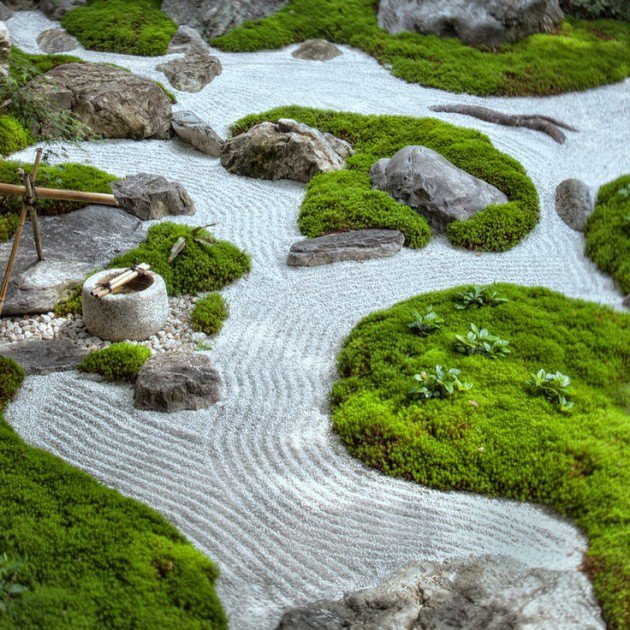 Zen garden. Японский сад камней или "сухой пейзаж"