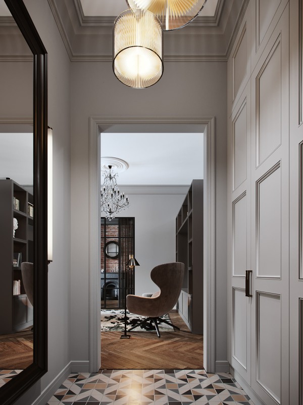 Элегантный интерьер трехкомнатной квартиры