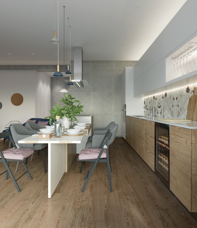 Просторные апартаменты в пастельных тонах