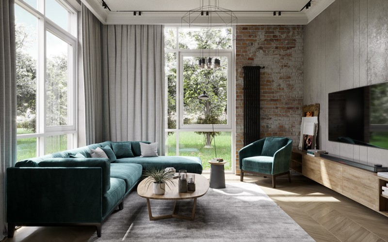 Натуральные материалы и уютная атмосфера в дизайне загородного дома