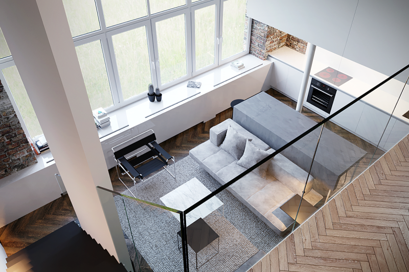 Минималистичный интерьер двухуровневой квартиры Минималистичный интерьер двухуровневой квартиры