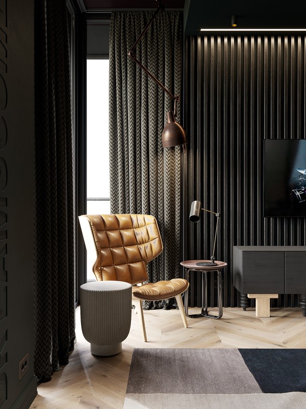 Гостиная в чёрном цвете Гостиная в чёрном цвете