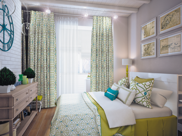 Сочетание желтого и синего в интерьере