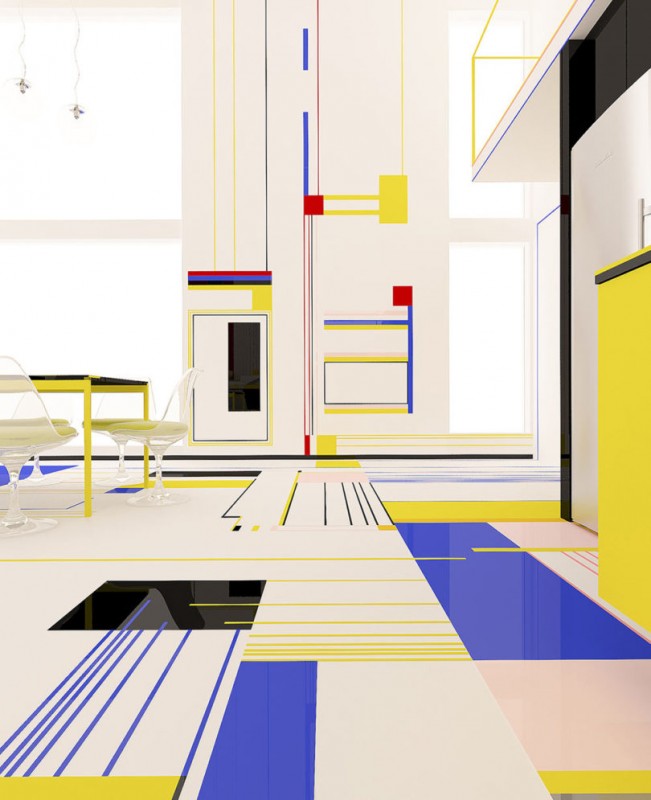 Дизайн интерьера, вдохновленнный творчеством голландского художника Пита Мондриана