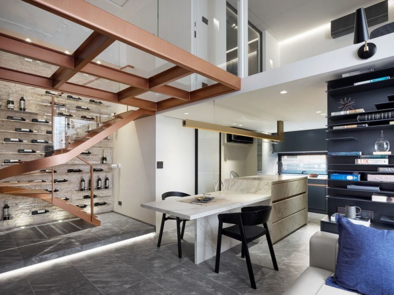 Двухуровневая квартира, расположенная в Нью-Тайбэй на Тайване