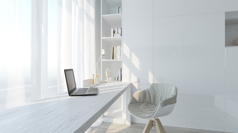 Минималистичный однотонный дизайн интерьера Минималистичный однотонный дизайн интерьера