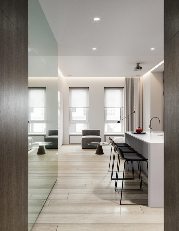 Иньтерьер апартаментов в нейтральных тонах