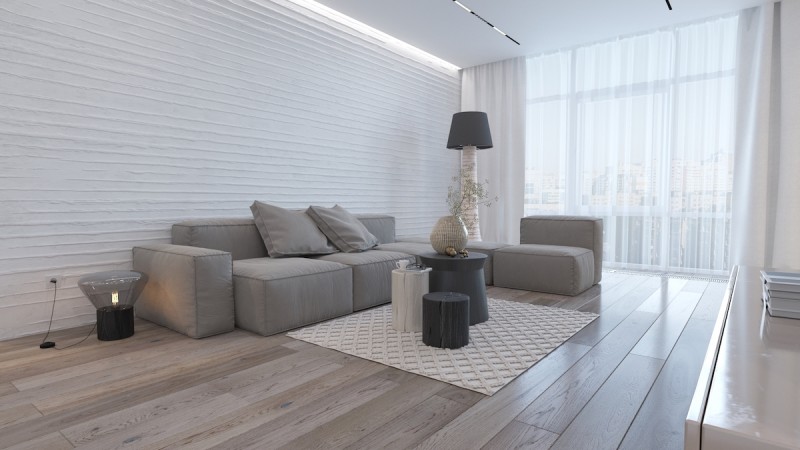 Минималистичный однотонный дизайн интерьера Минималистичный однотонный дизайн интерьера