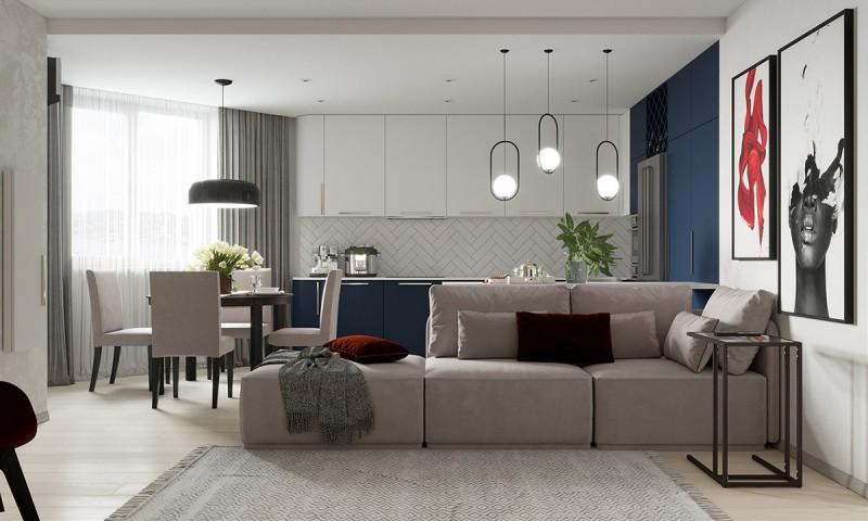 Акцентная мебель в монохромном интерьере