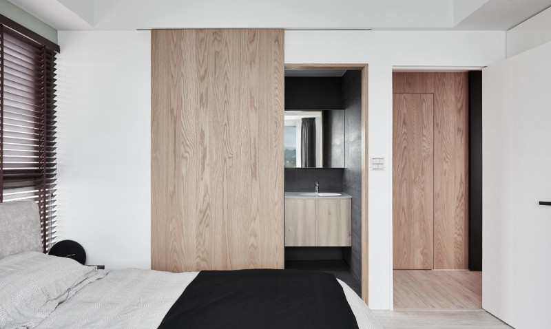 Монохромный интерьер квартиры в Тайчжуне, Тайвань