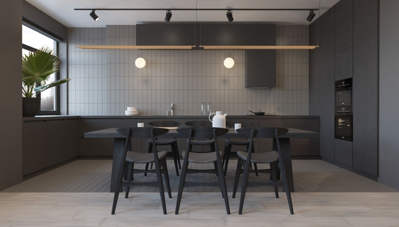 Проект квартиры в темных тонах