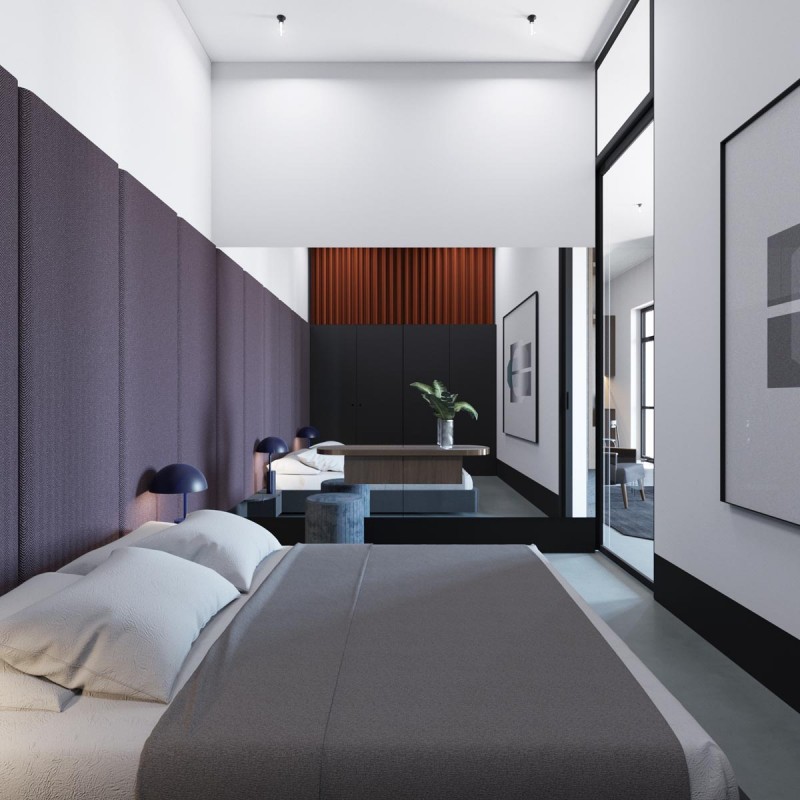 Апартаменты с открытой планировкой, оформленные в приглушенных тонах