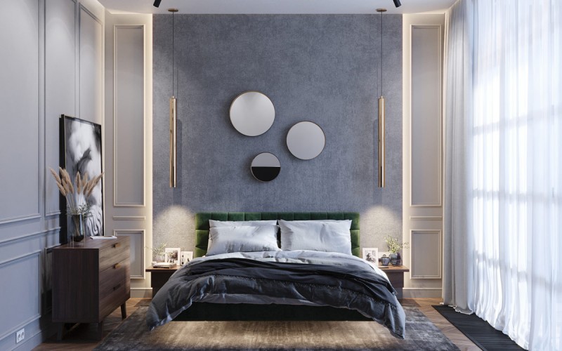 Неоклассический интерьер с акцентами кобальтового и изумрудного цветов