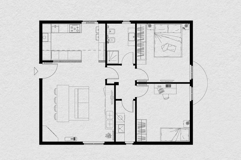 Строгий дизайн небольшой мансардной квартиры Строгий дизайн небольшой мансардной квартиры