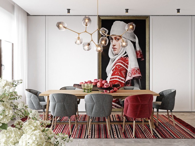 Интерьер с роскошными багряными акцентами Интерьер с роскошными багряными акцентами