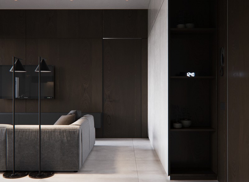 Контрастный интерьер небольшой квартиры