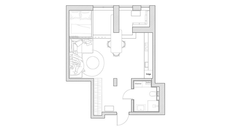 Проект студии площадью 40 кв.м. в Киеве Проект студии площадью 40 кв.м. в Киеве