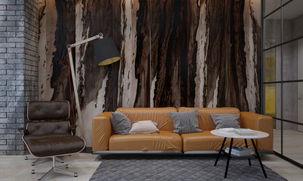 Открытая планировка апартаментов с внутренними стеклянными стенами