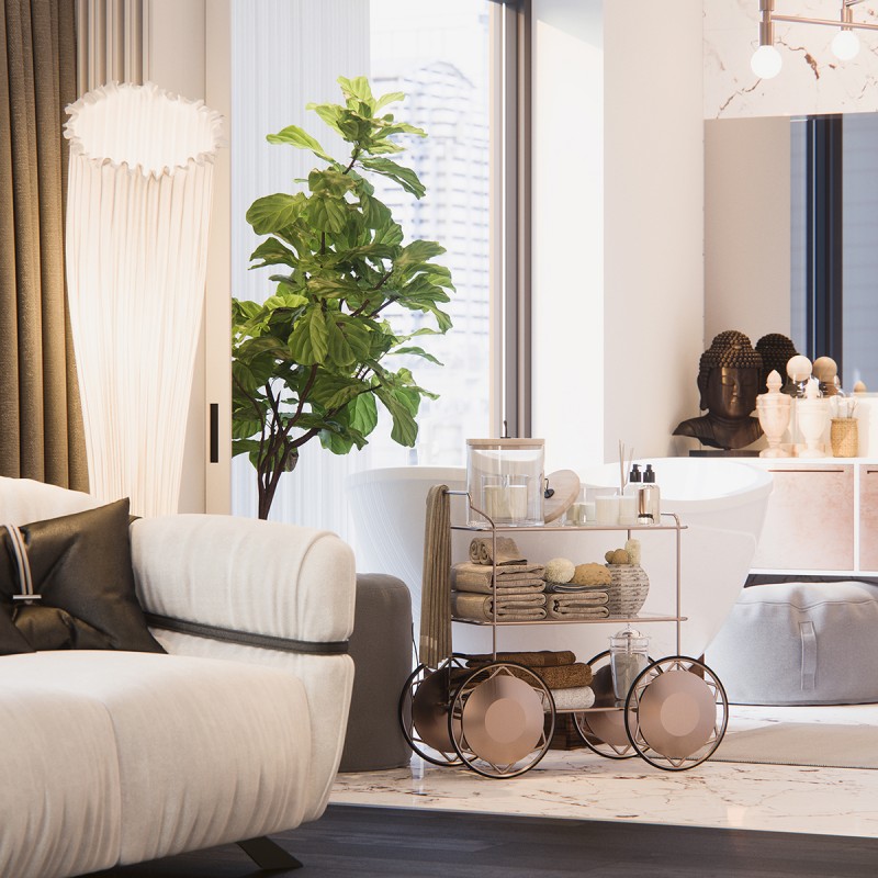 Пентхаус, оформленный в темных тонах