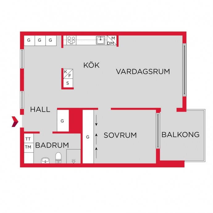 Квартира площадью 60 м2 в Стокгольме