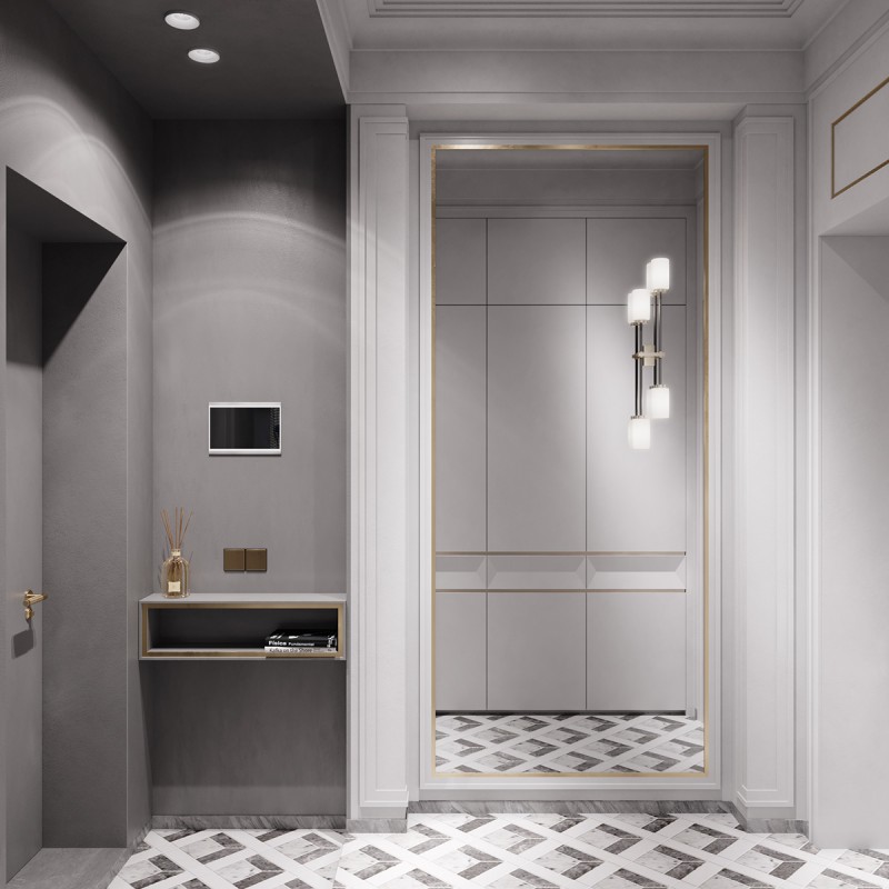 Интерьер в спокойнх тонах с яркими акцентами