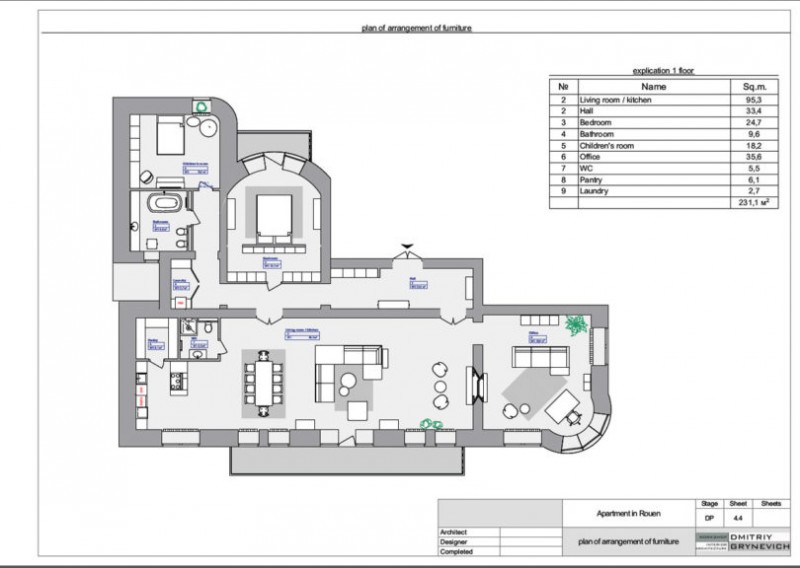 Эклектичная монохромная квартира в Руане, Франция