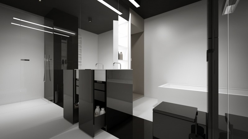 Комбинация белого с серым и акцентная мебель в дизайне квартиры