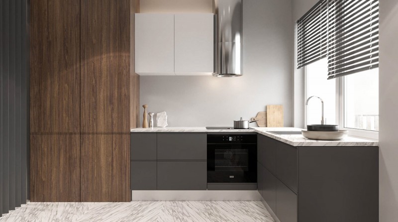 Монохромный интерьер квартиры в Кракове