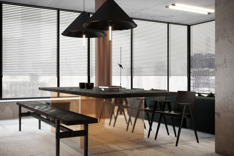 Проект лофта в темных тонах