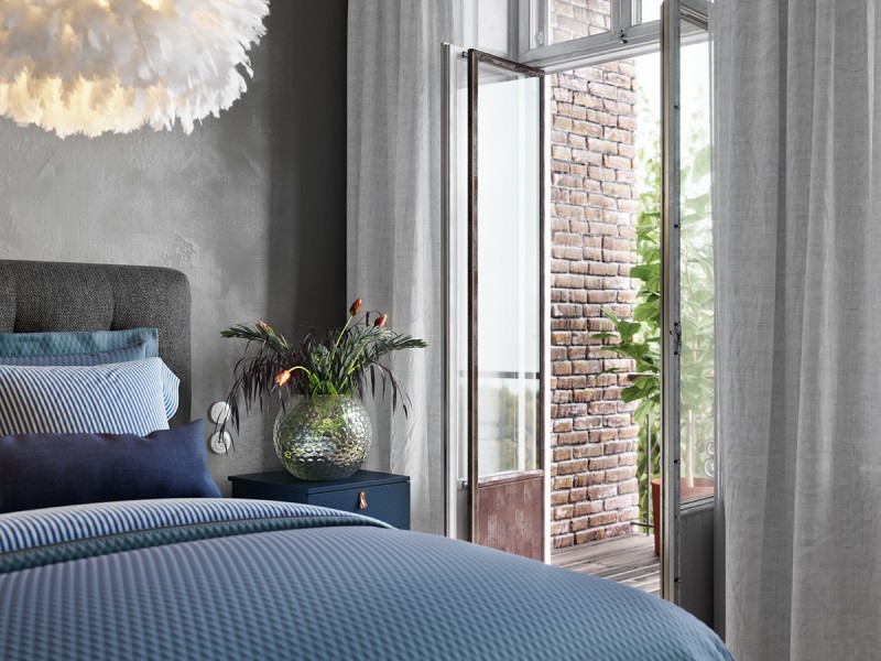 Проект спальни в серо-синих тонах