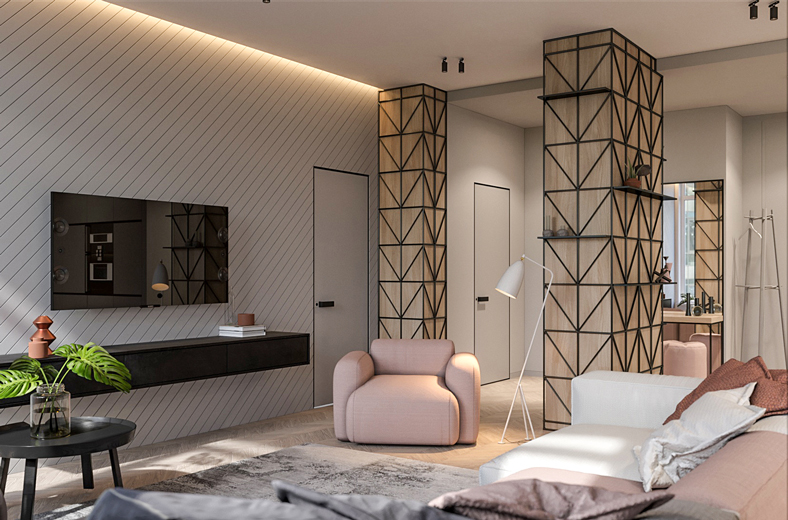 Дизайн квартиры, спроектированной для молодой девушки