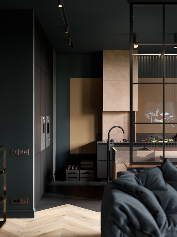 Гостиная в чёрном цвете Гостиная в чёрном цвете