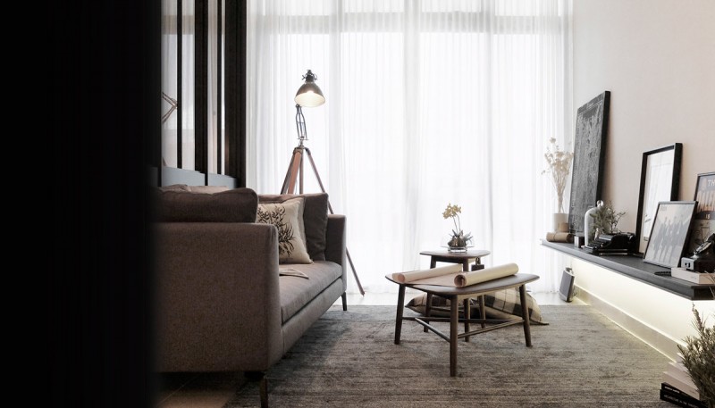 Межкомнатные перегородки из стекла в компактной малазийской квартире