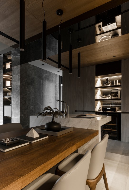 Интерьер просторной квартиры в серых тонах