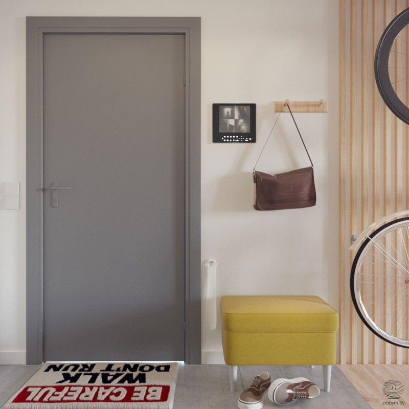 Небольшая квартира с открытой планировкой в серо-желтых тонах Небольшая квартира с открытой планировкой в серо-желтых тонах