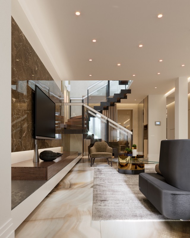 Проект двухуровневых апартаментов в коричневых тонах Проект двухуровневых апартаментов в коричневых тонах