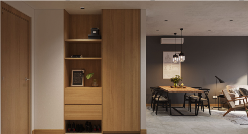 Акцент на элементы из дерева в оформлении уютной квартиры Акцент на элементы из дерева в оформлении уютной квартиры