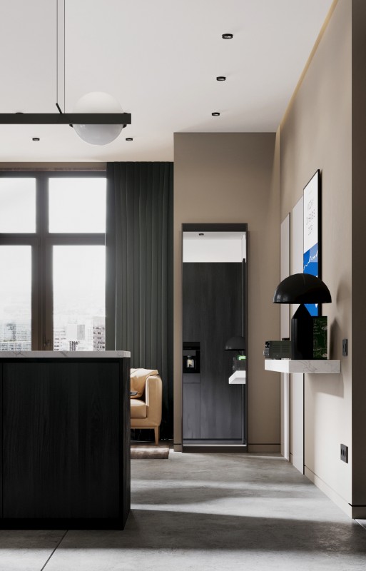 Строгий интерьер в темных тонах
