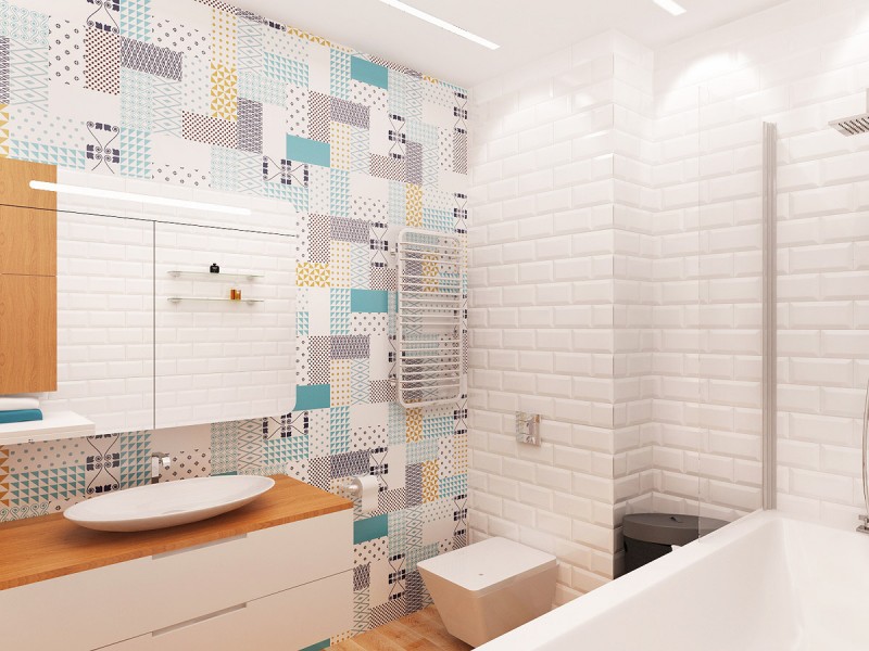 Светлый интерьер с яркими аквамариновыми акцентами