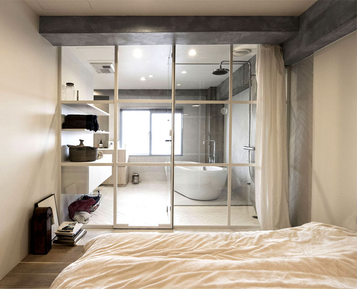 Урбанистически-промышленный интерьер квартиры в Токио