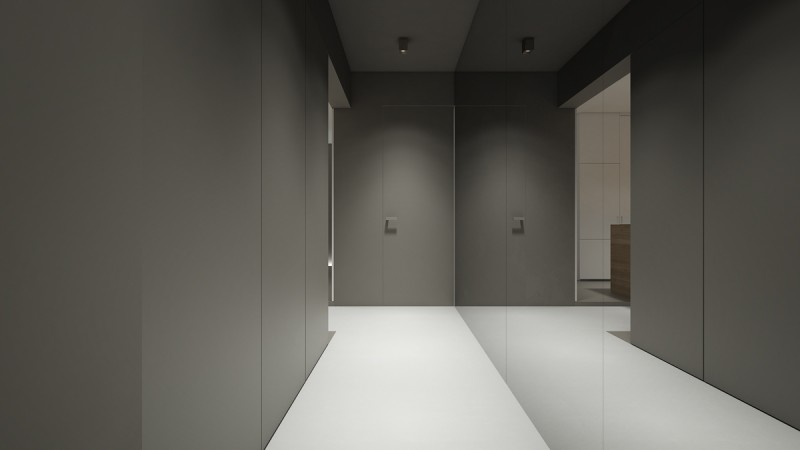 Комбинация белого с серым и акцентная мебель в дизайне квартиры